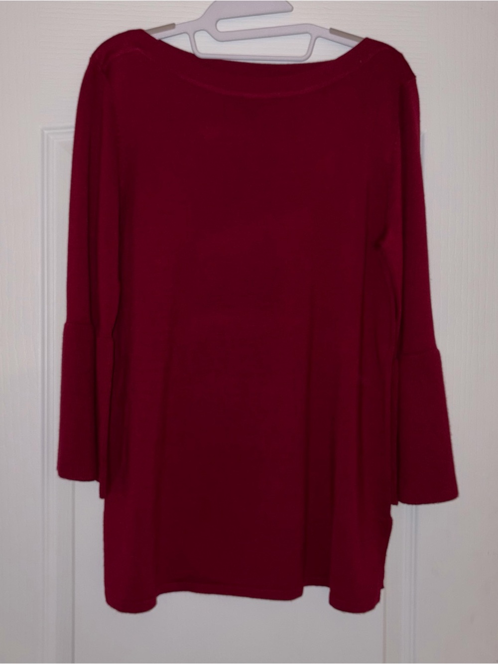 Cable & Gauge Burgundy Bell Sleeve Knit Top Size Large